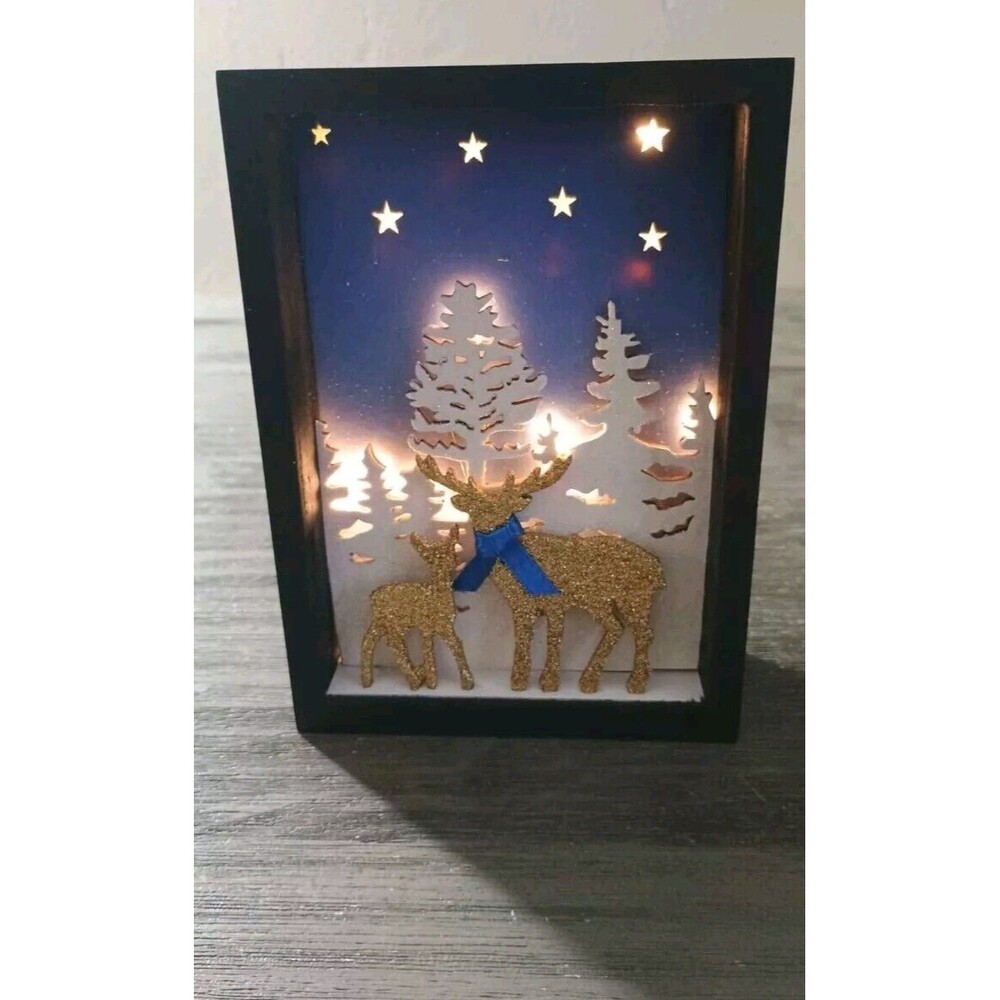 Scott Living Illuminated Woodland Shadow Box 8" x 10" New Open Box